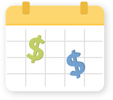 A calendar with money signs written down to show how easy it is to schedule payments.